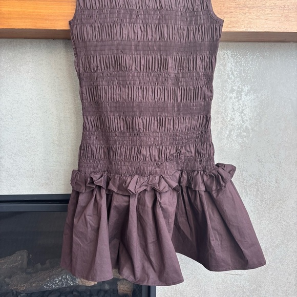 NWT Peppermayo Exclusive - Garden Kisses Shirred Mini Dress - Chocolate, Size 6 - Picture 13 of 15